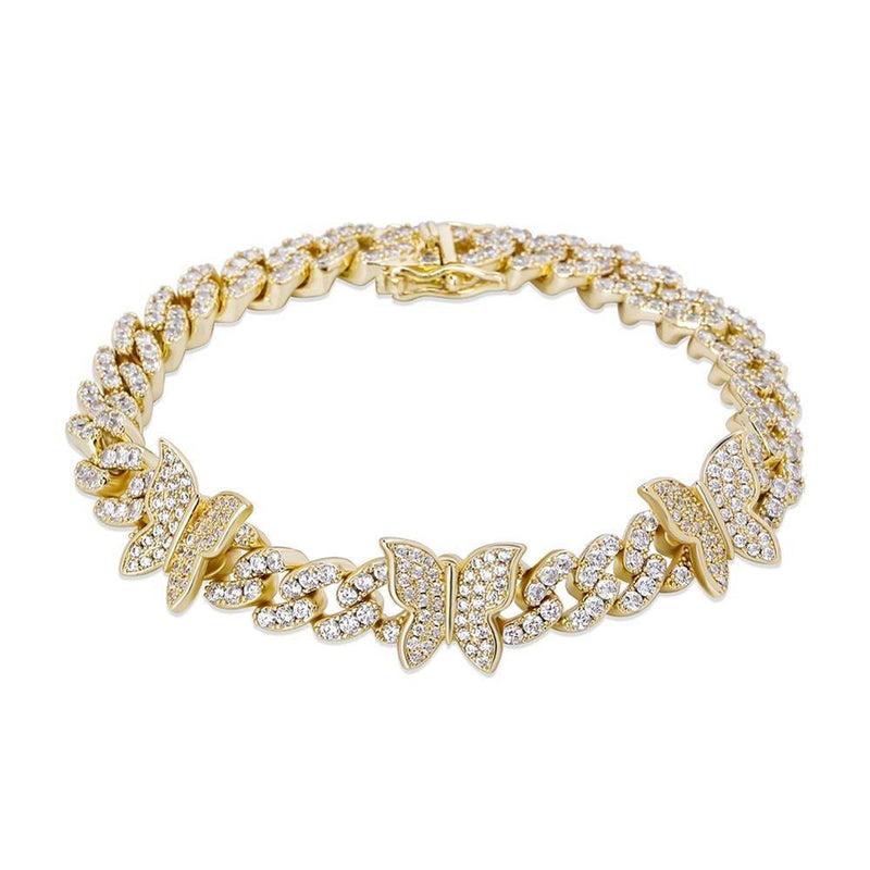 8MM BUTTERFLY CUBAN BRACELET 14K - ICECI