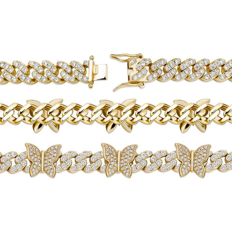 8MM BUTTERFLY CUBAN BRACELET 14K - ICECI