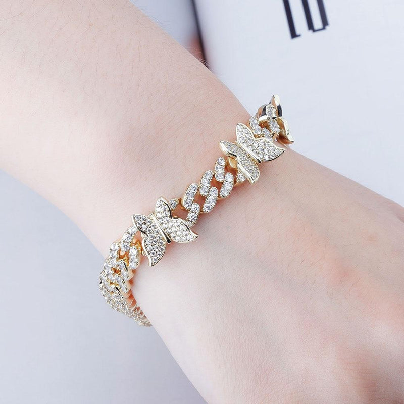 8MM BUTTERFLY CUBAN BRACELET 14K - ICECI