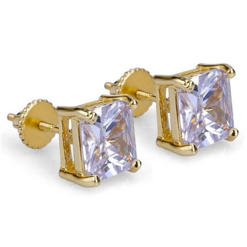 8MM DIAMOND SQUARE STUD EARRINGS 18K - ICECI