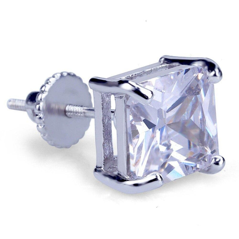 8MM DIAMOND SQUARE STUD EARRINGS 18K - ICECI