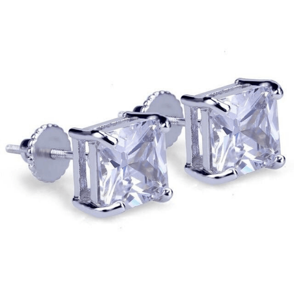 8MM DIAMOND SQUARE STUD EARRINGS 18K - ICECI