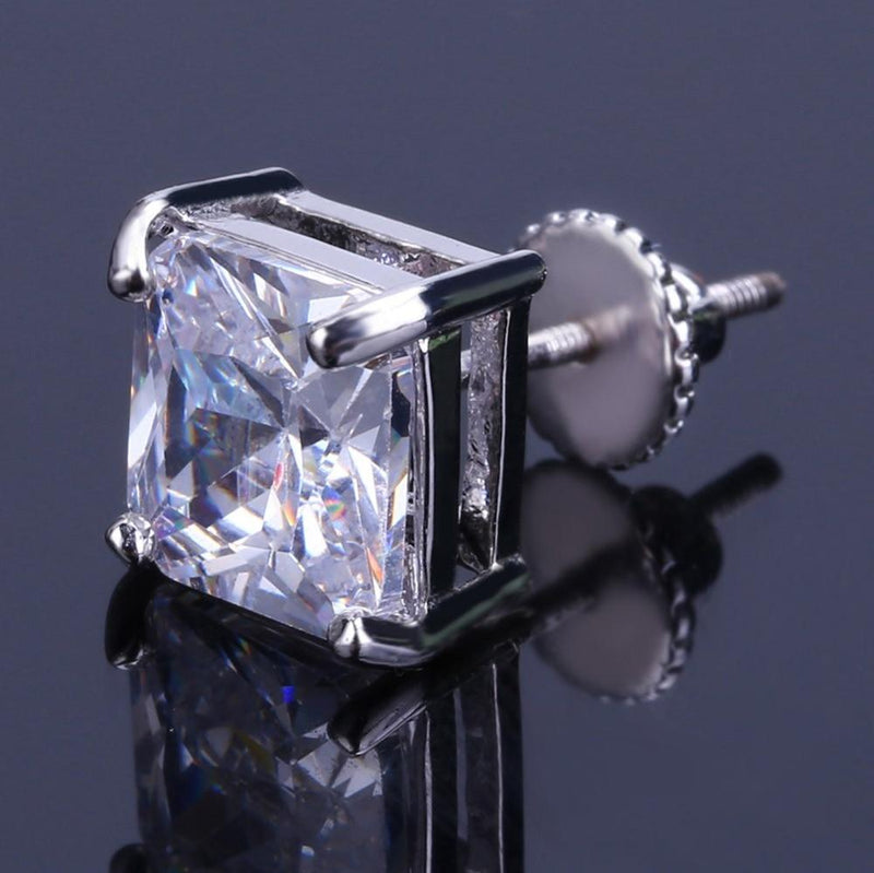 8MM DIAMOND SQUARE STUD EARRINGS 18K - ICECI