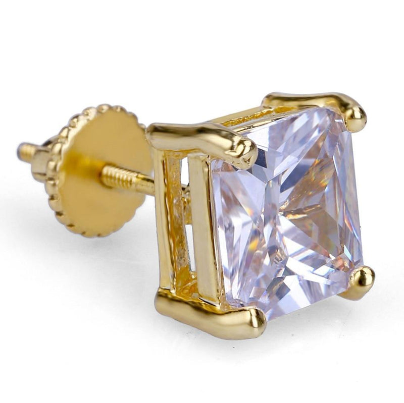 8MM DIAMOND SQUARE STUD EARRINGS 18K - ICECI