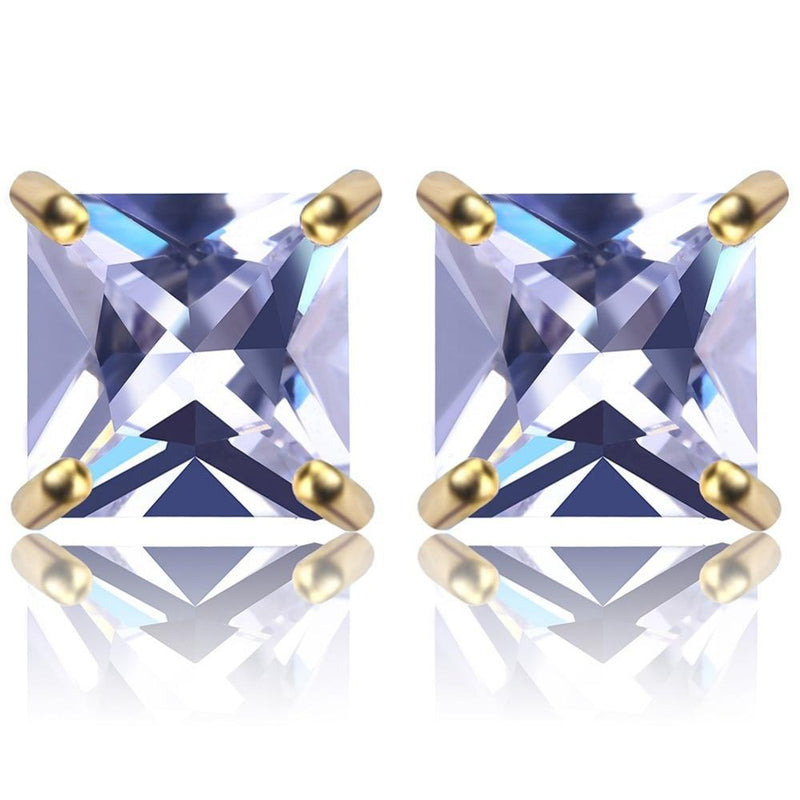 8MM DIAMOND SQUARE STUD EARRINGS 18K - ICECI
