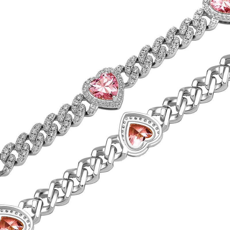 8mm Heart Cuban Bracelet 14K - ICECI