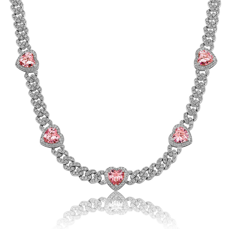 8mm Heart Cuban Necklace 14K - ICECI