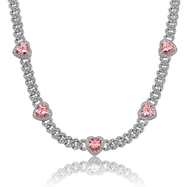 8mm Heart Cuban Necklace 14K - ICECI