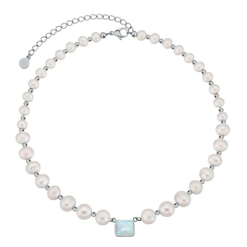 8mm Pearl Gemstone Choker Necklace 14K - ICECI