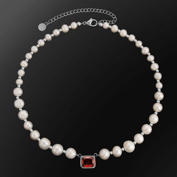 8mm Pearl Gemstone Choker Necklace 14K - ICECI