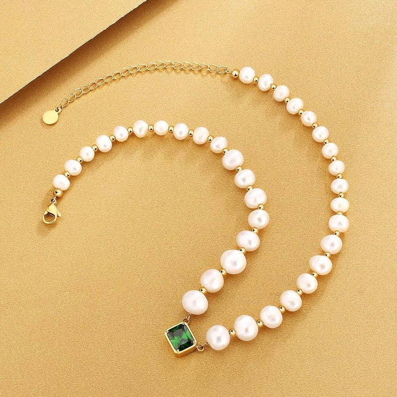 8mm Pearl Gemstone Choker Necklace 14K - ICECI