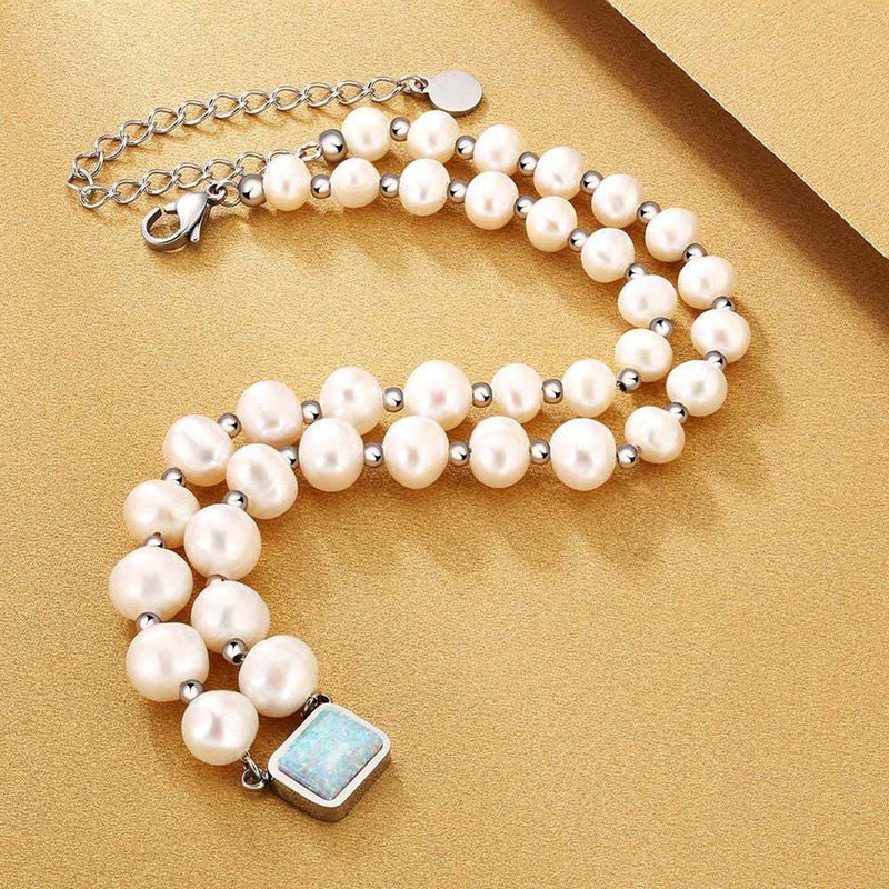 8mm Pearl Gemstone Choker Necklace 14K - ICECI