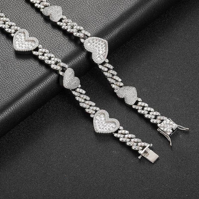 9mm Heart Cuban Link Chain 14K - ICECI