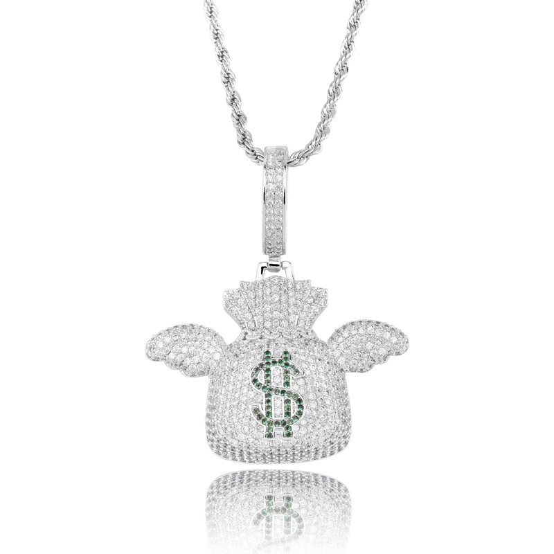 Money Bag Wings Pendant 14K