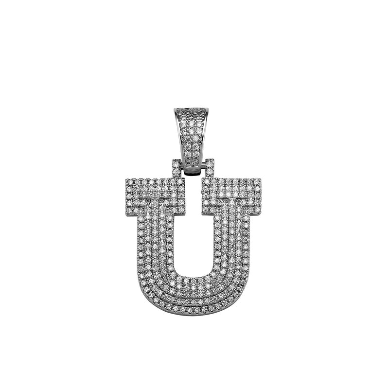 Custom Micro Pave Letter Pendant 14K