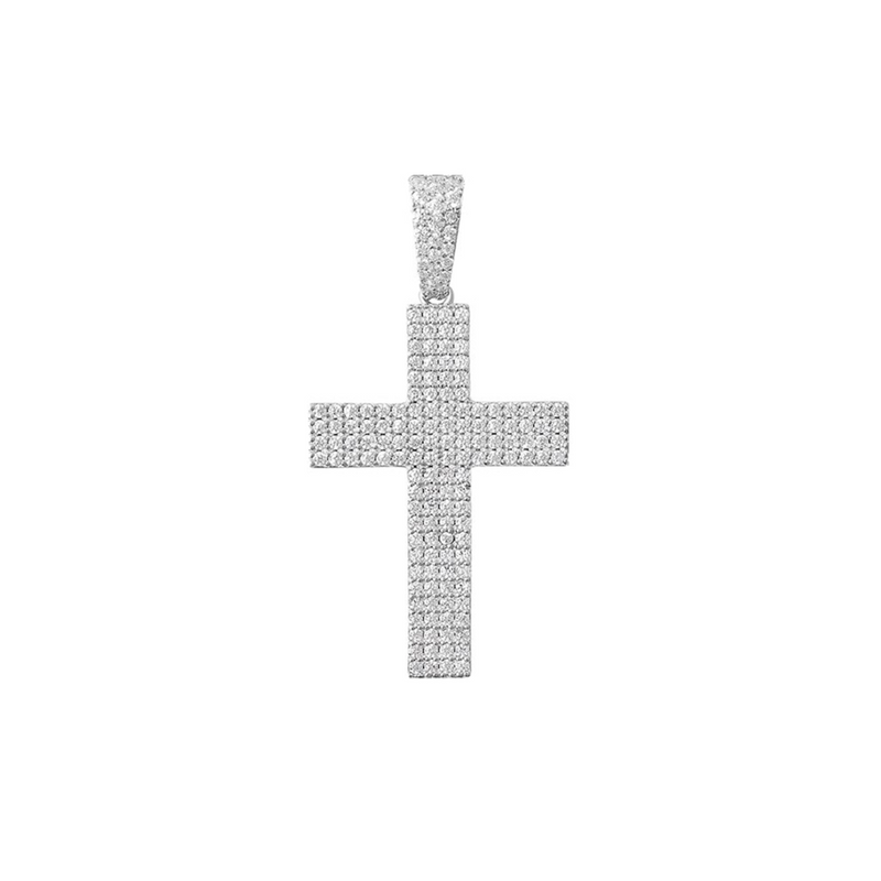 Four Row Cross Pendant 18K x Moissanite