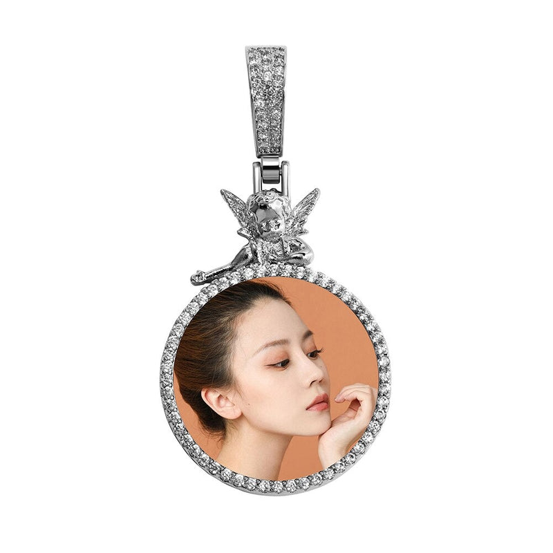 Angel Custom Photo Medallion Pendant 14K - ICECI