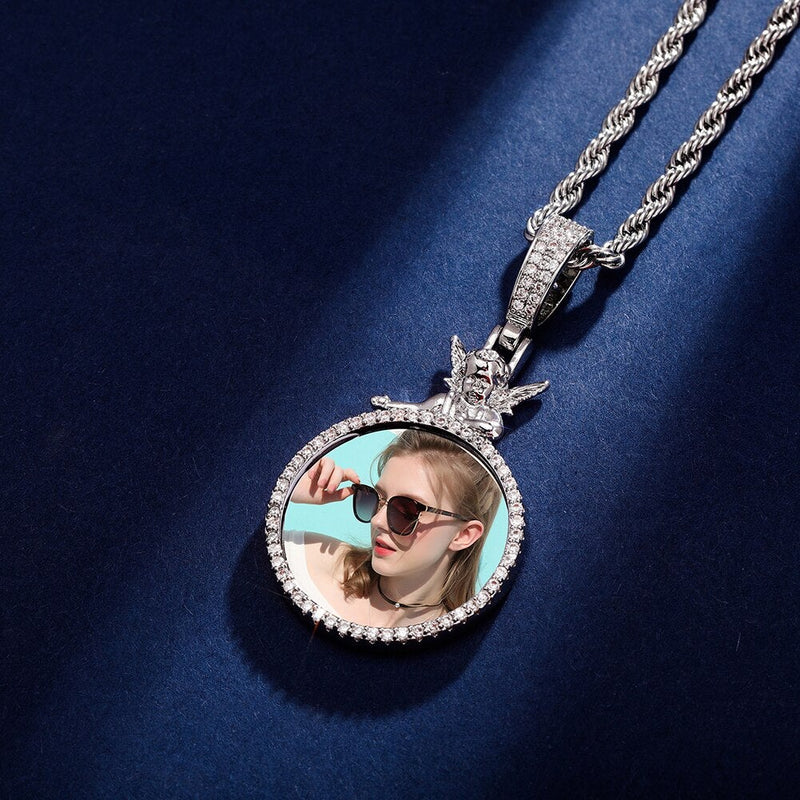 Angel Custom Photo Medallion Pendant 14K - ICECI