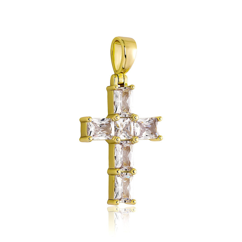 Baby Baguette Cross Pendant 14K - ICECI