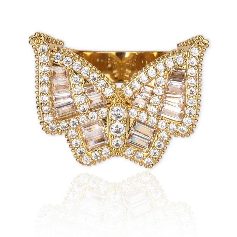 BAGUETTE BUTTERFLY RING 14K - ICECI