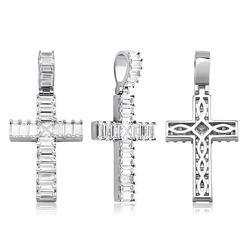 BAGUETTE CROSS PENDANT 14K - ICECI