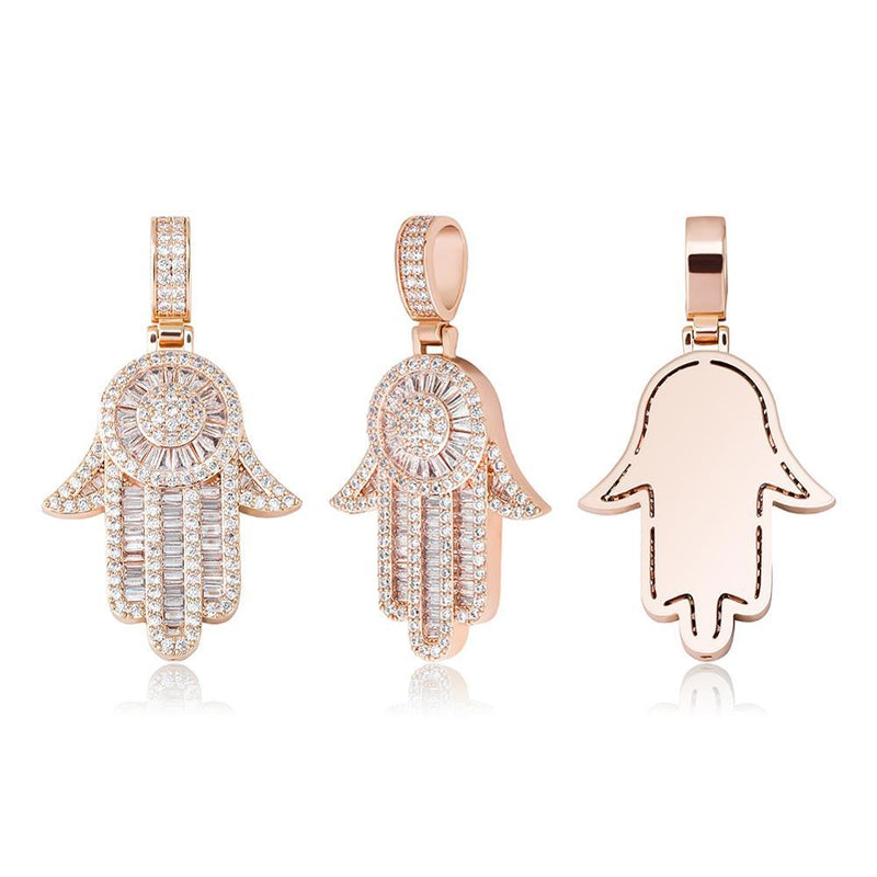 BAGUETTE HAMSA PENDANT 14K - ICECI