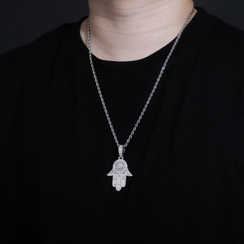 BAGUETTE HAMSA PENDANT 14K - ICECI