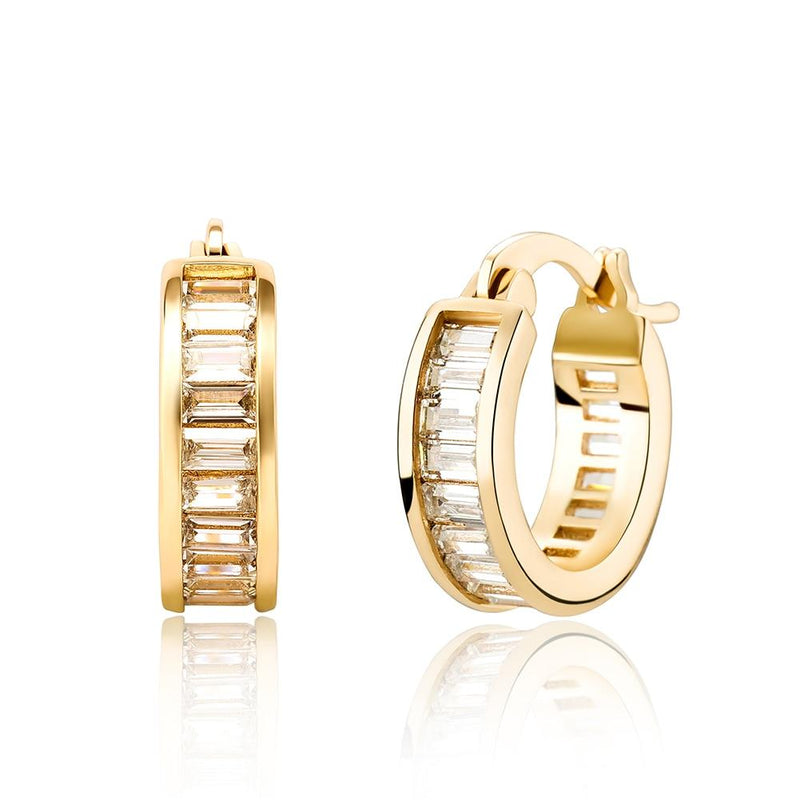 Baguette Hoop Earrings 14K - ICECI