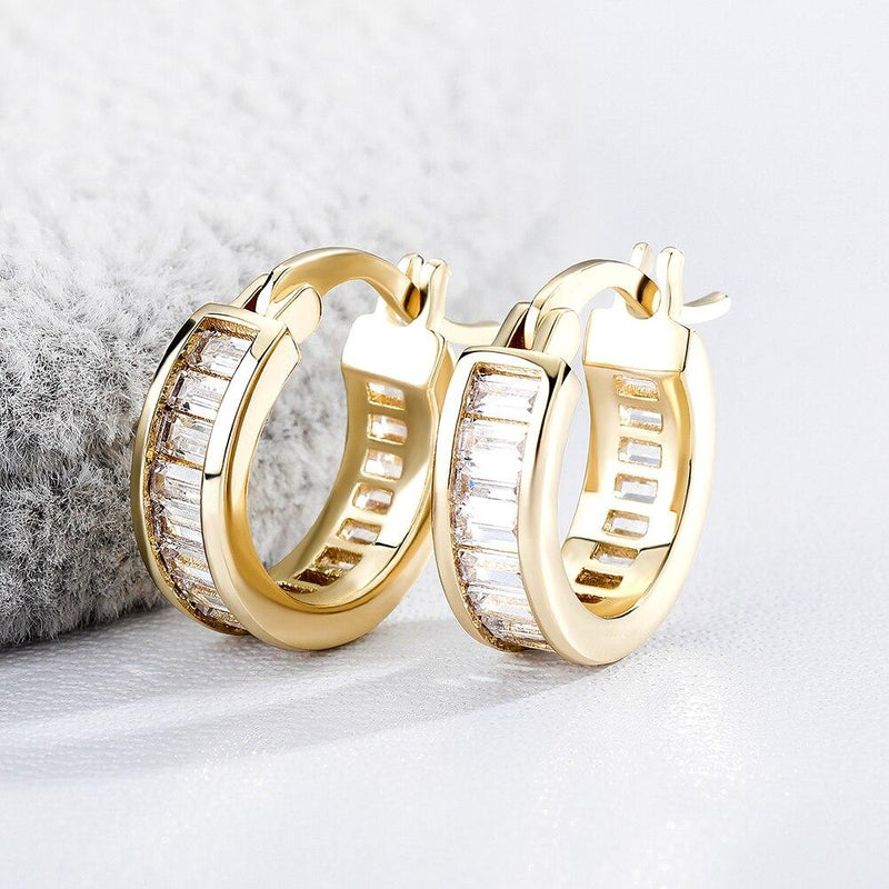 Baguette Hoop Earrings 14K - ICECI