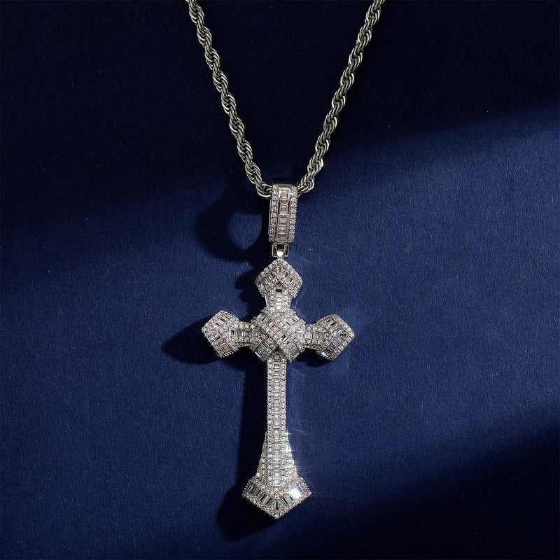 Baguette Punk X Cross Pendant 14K - ICECI