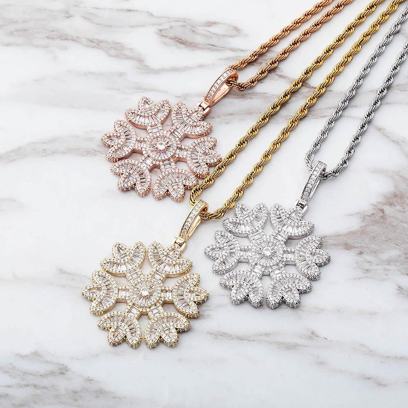 BAGUETTE SNOWFLAKE PENDANT 14K - ICECI