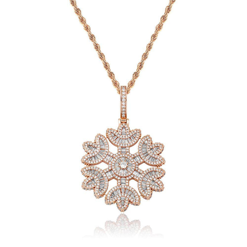 BAGUETTE SNOWFLAKE PENDANT 14K - ICECI