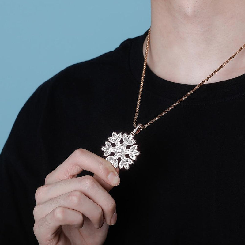 BAGUETTE SNOWFLAKE PENDANT 14K - ICECI