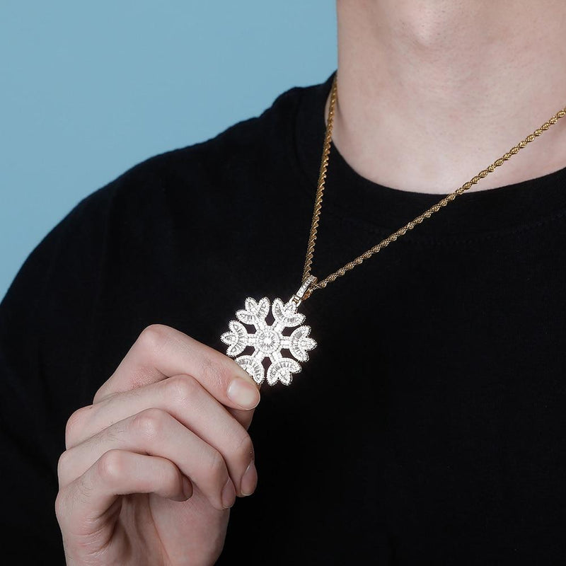 BAGUETTE SNOWFLAKE PENDANT 14K - ICECI