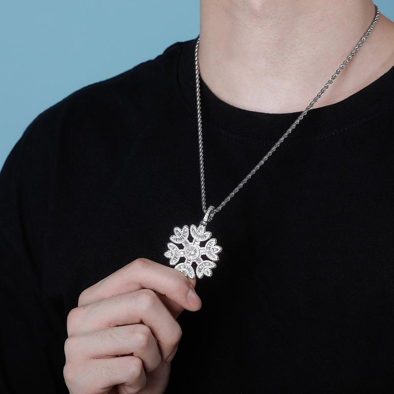 BAGUETTE SNOWFLAKE PENDANT 14K - ICECI