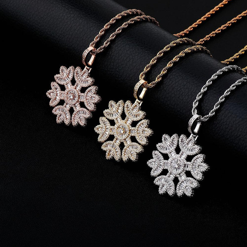 BAGUETTE SNOWFLAKE PENDANT 14K - ICECI