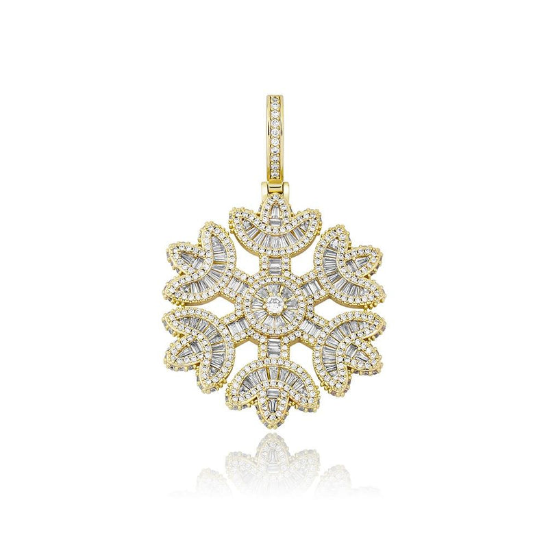 BAGUETTE SNOWFLAKE PENDANT 14K - ICECI