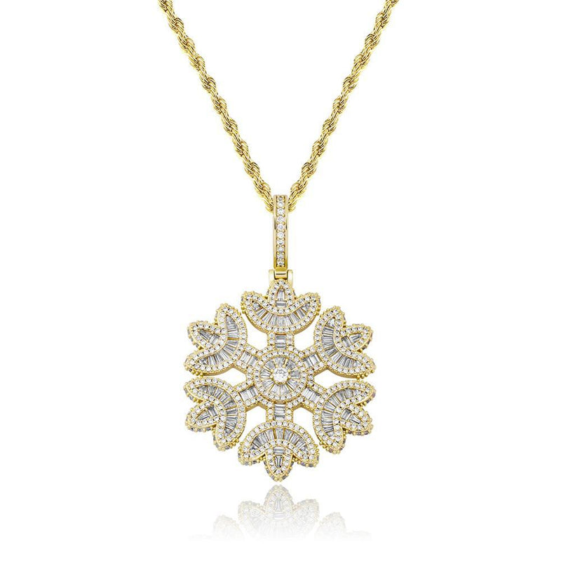 BAGUETTE SNOWFLAKE PENDANT 14K - ICECI