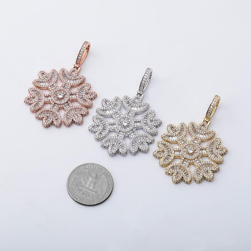 BAGUETTE SNOWFLAKE PENDANT 14K - ICECI