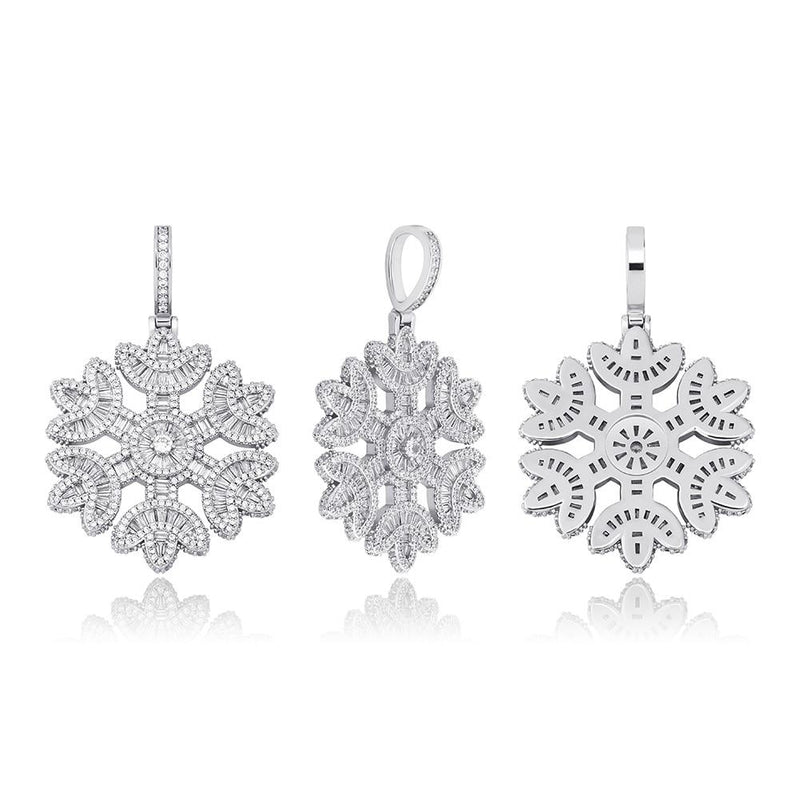 BAGUETTE SNOWFLAKE PENDANT 14K - ICECI