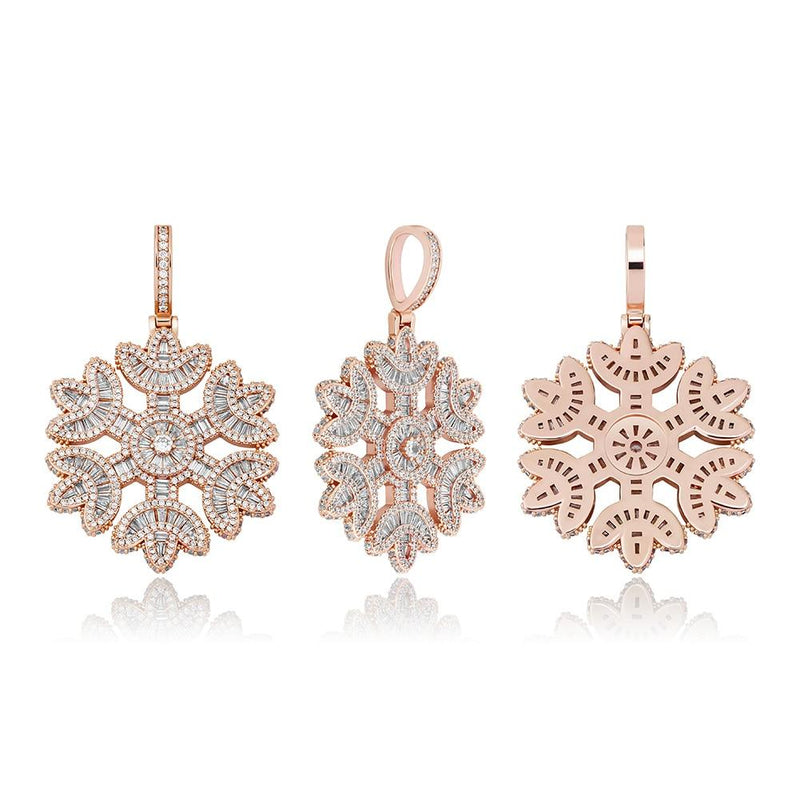 BAGUETTE SNOWFLAKE PENDANT 14K - ICECI