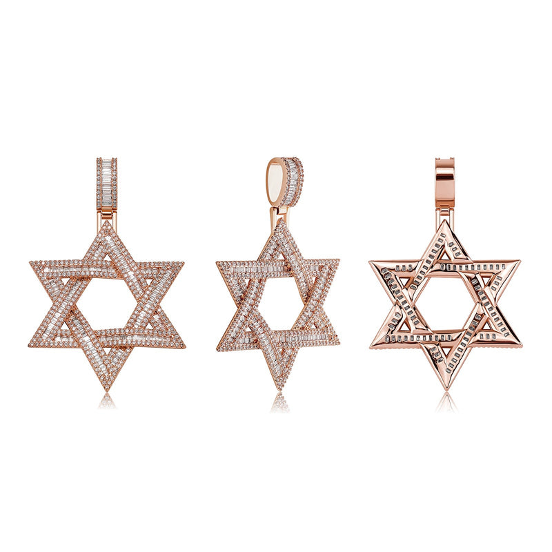 Baguette Star of David Pendant 14K - ICECI