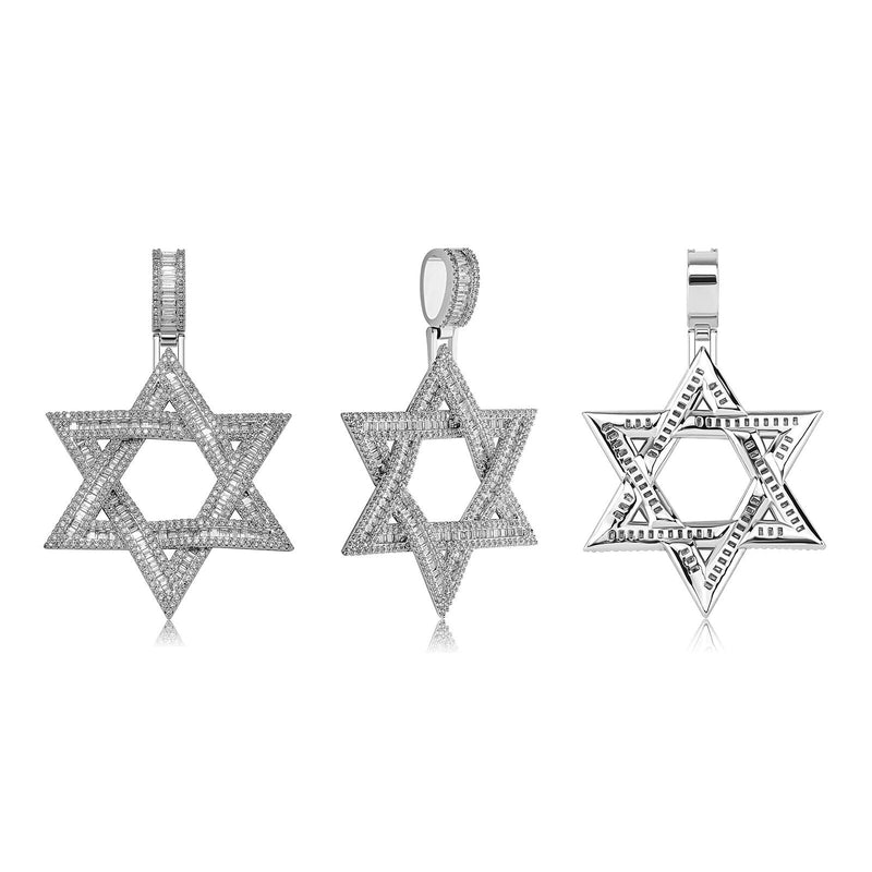 Baguette Star of David Pendant 14K - ICECI