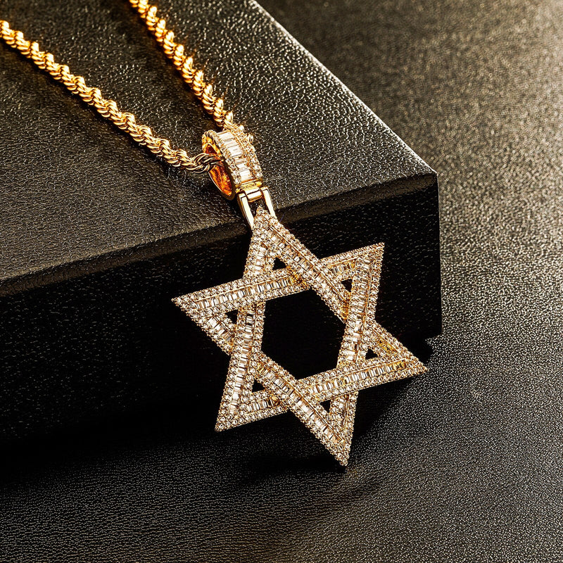 Baguette Star of David Pendant 14K - ICECI