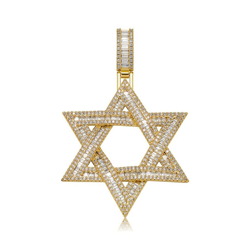 Baguette Star of David Pendant 14K - ICECI