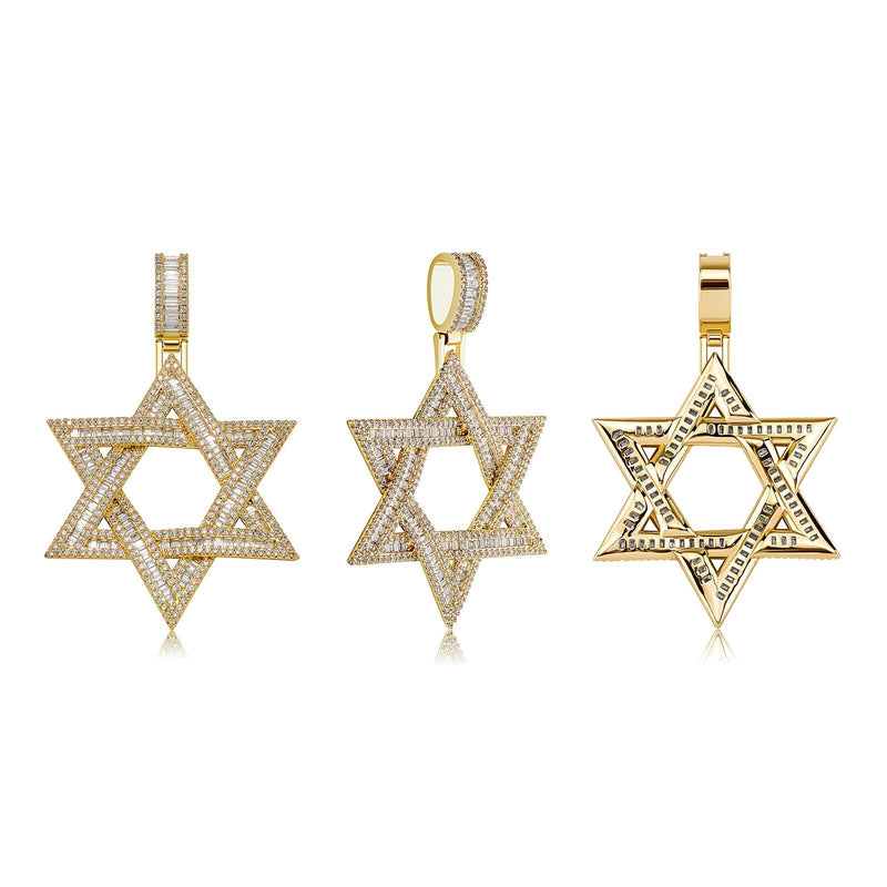 Baguette Star of David Pendant 14K - ICECI