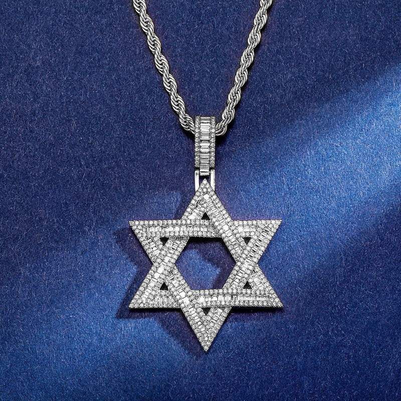 Baguette Star of David Pendant 14K - ICECI