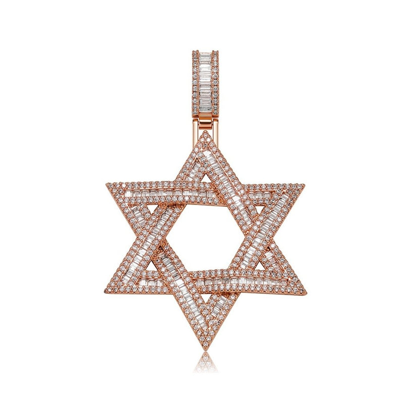 Baguette Star of David Pendant 14K - ICECI