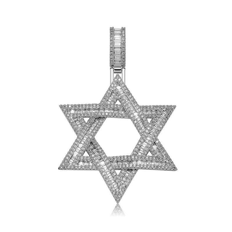 Baguette Star of David Pendant 14K - ICECI