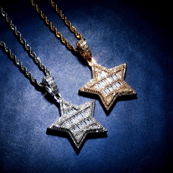 BAGUETTE STAR PENDANT 14K - ICECI